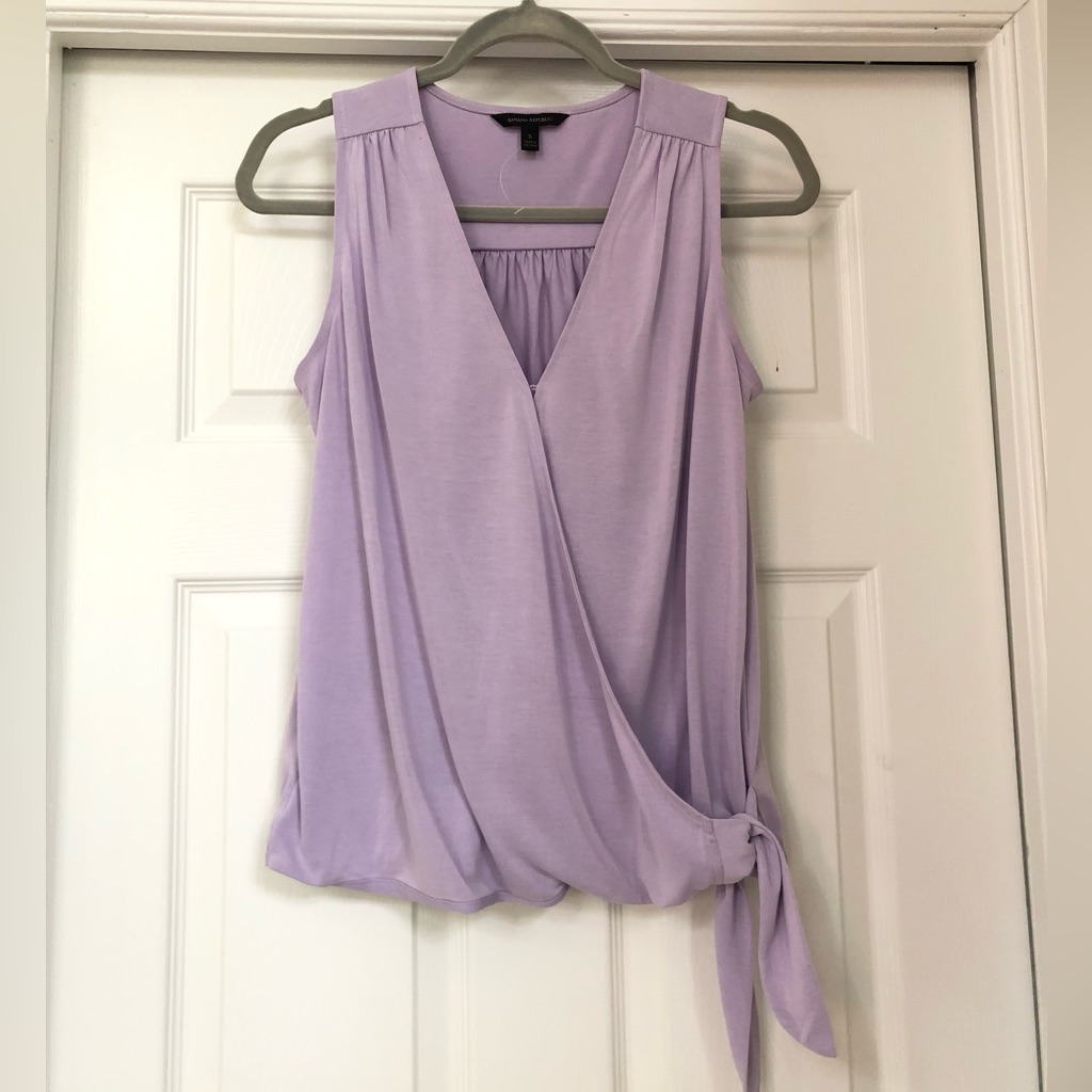 Banana Republic Lilac Sand-Wash Modal Wrap Tie V-Neck Tank Top Blouse
